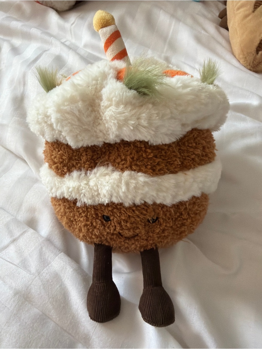 Jellycat Layered Carrot Cake Plush in Brown, Cream & Green Accent